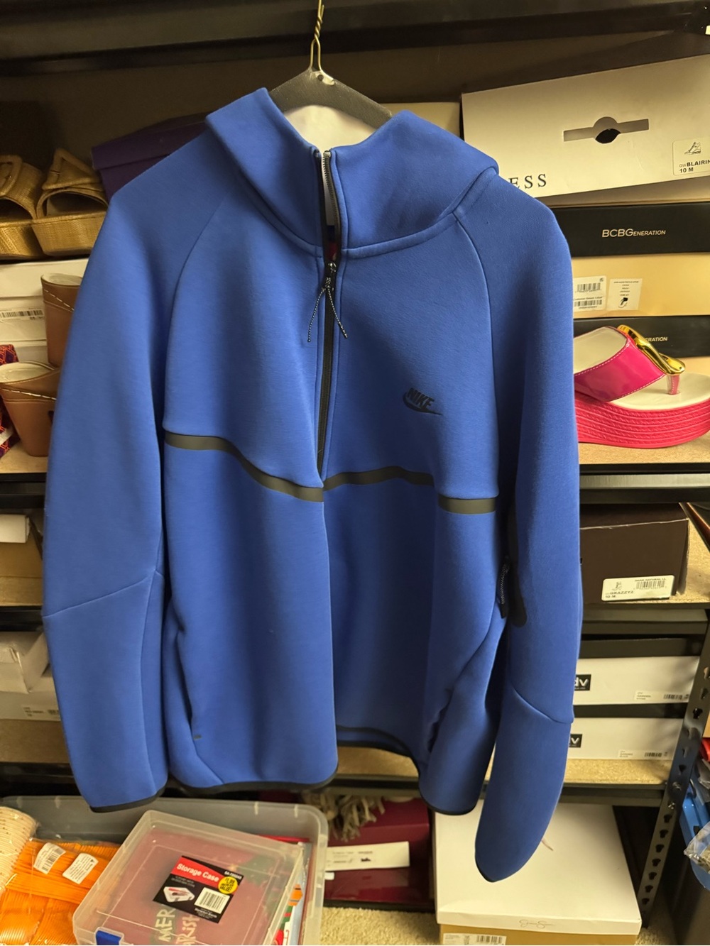 Nike Men's Royal Blue Zip-Up Sweater with Black Trim